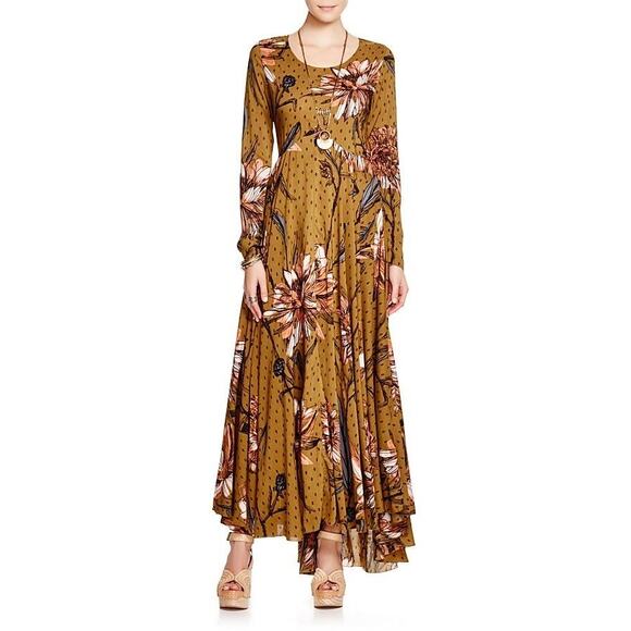 Free People First Kiss Maxi Dress Size Goldenrod Combo - Picture 13 of 13